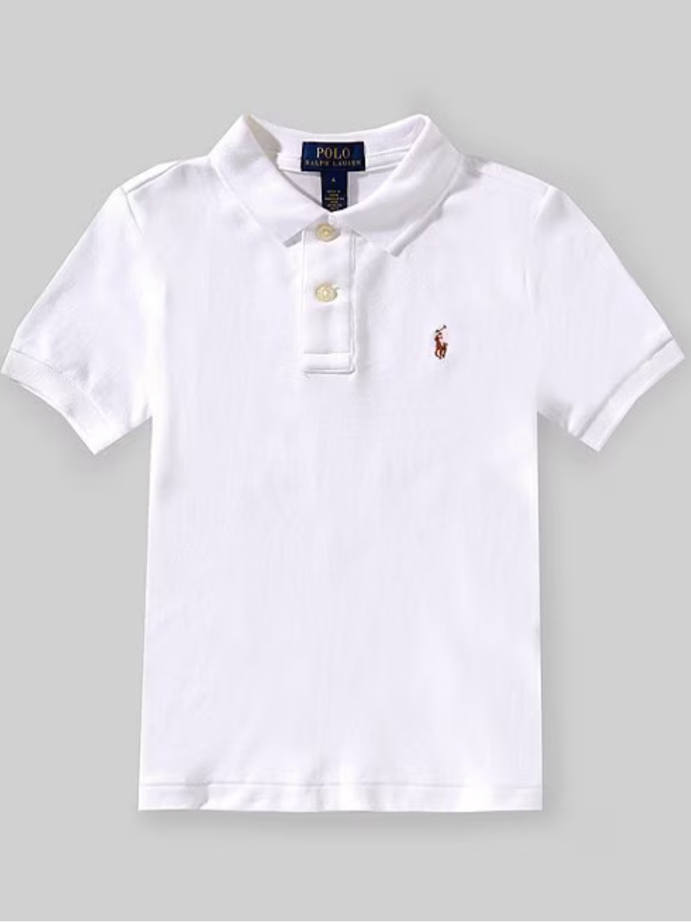 Polo by Ralph Lauren White Boys' Short Sleeve Polo with Embroidered Pony